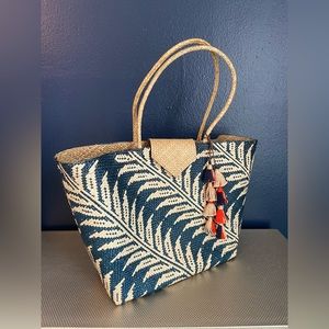 Printed Straw Beach Bag